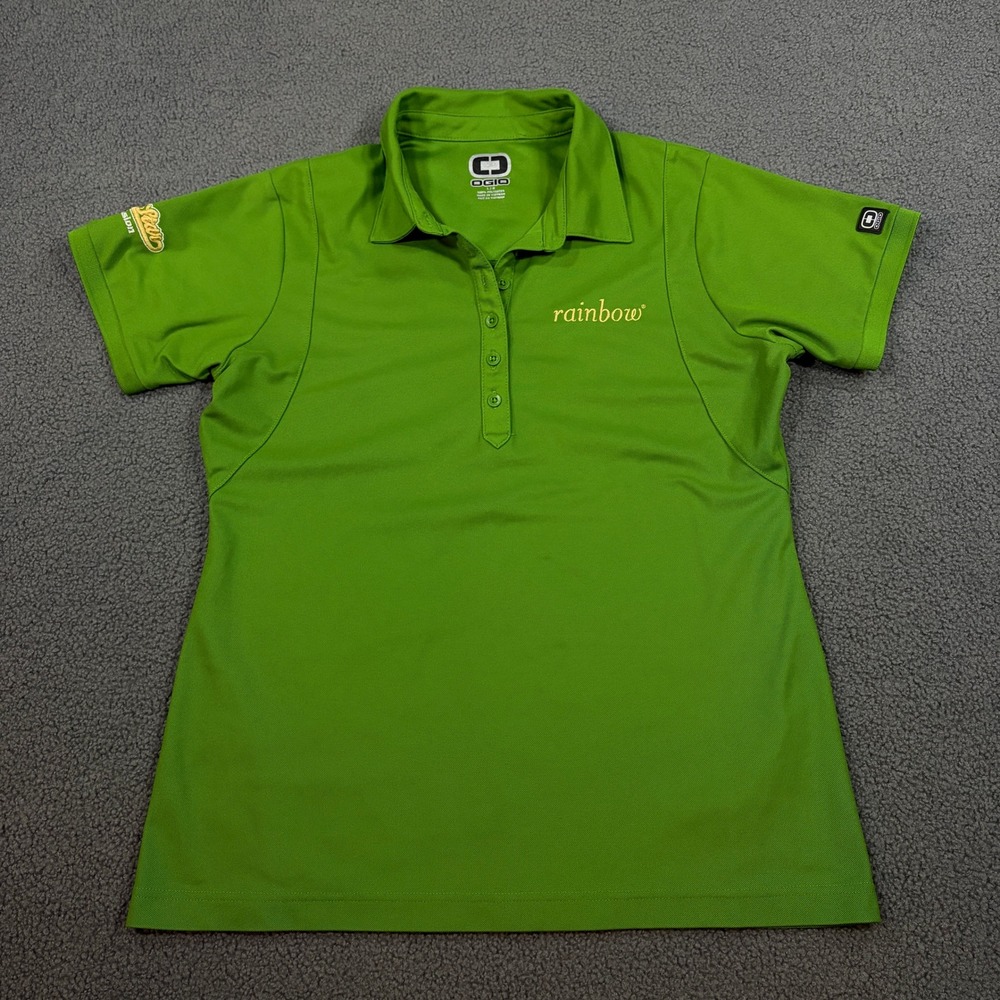 OGIO Polo Shirt Womens L Green Rainbow All Star Division Short Sleeve Sporty